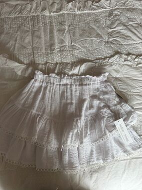 bishop + young White Tiered Ruffle Mini Skirt